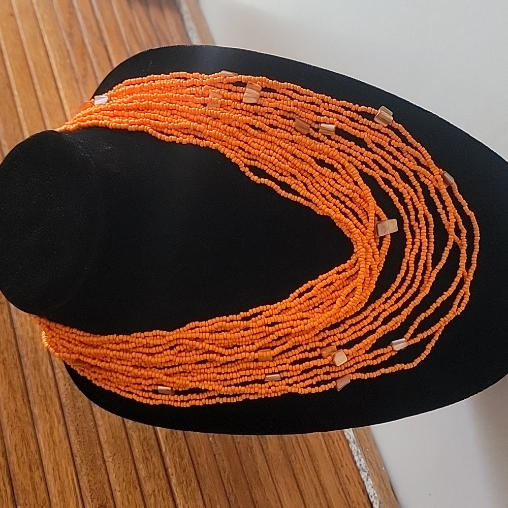 MULTISTRAND ORANGE BEADED NECKLACE JEWELRY